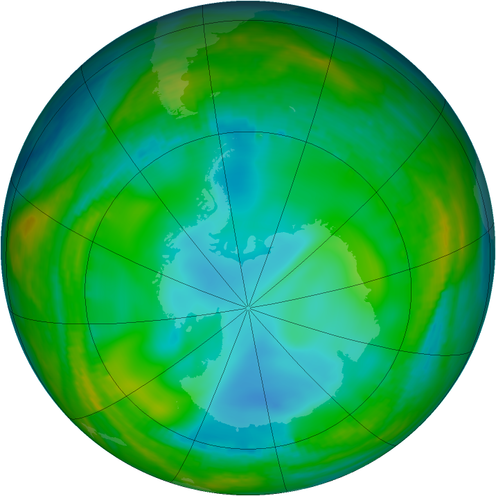 Antarctic ozone map for 26 June 1982